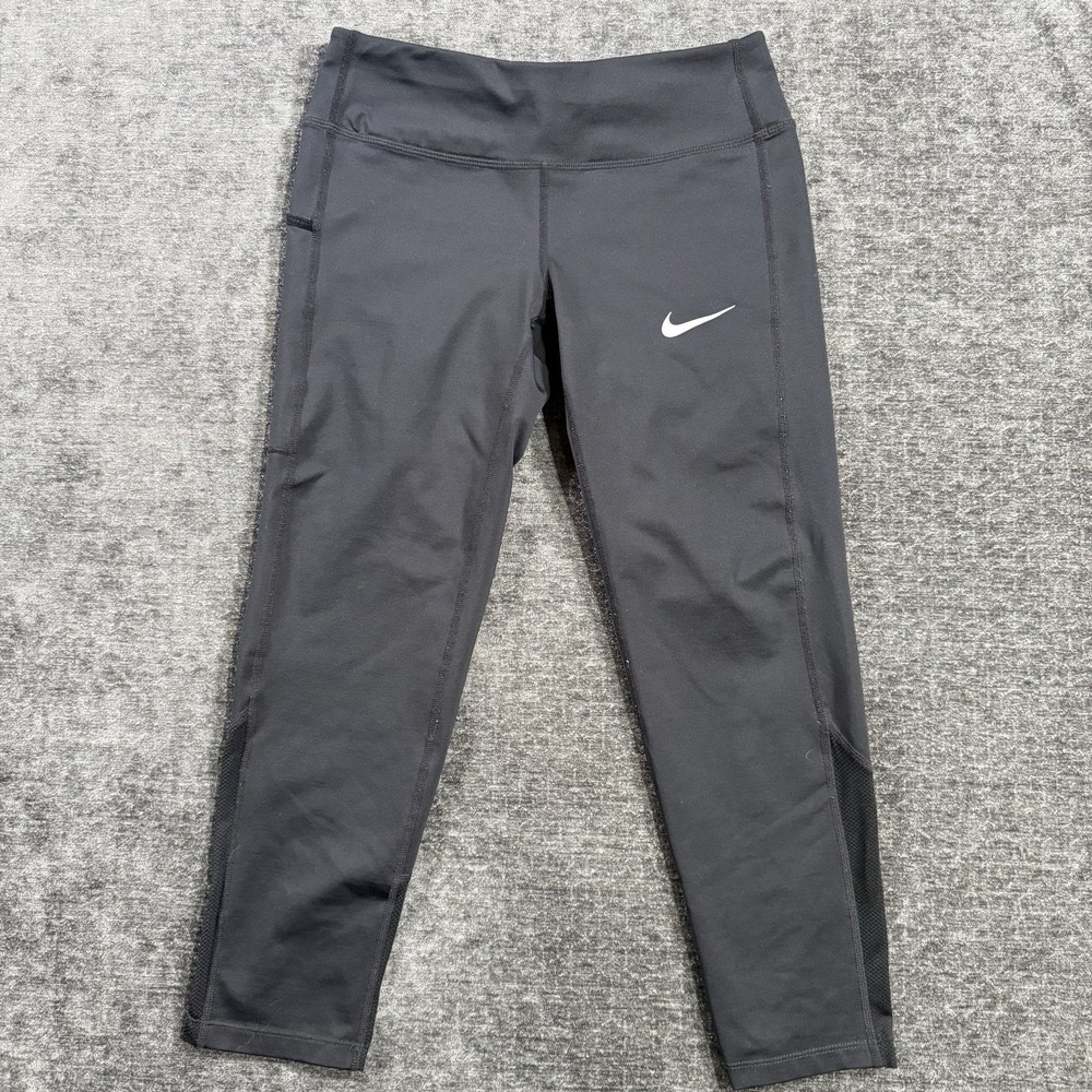 Nike Dri Fit Women's Size XS Running Tights Athletic Pants Black Crop CD8214-010